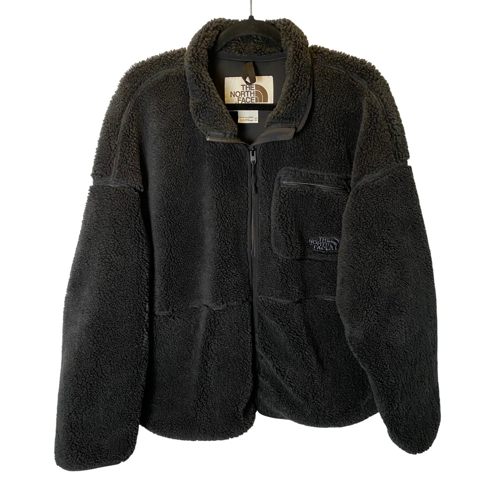 The North Face Extreme Pile Fleece Jacket Womens 3X Black Sherpa Full Zip Winter